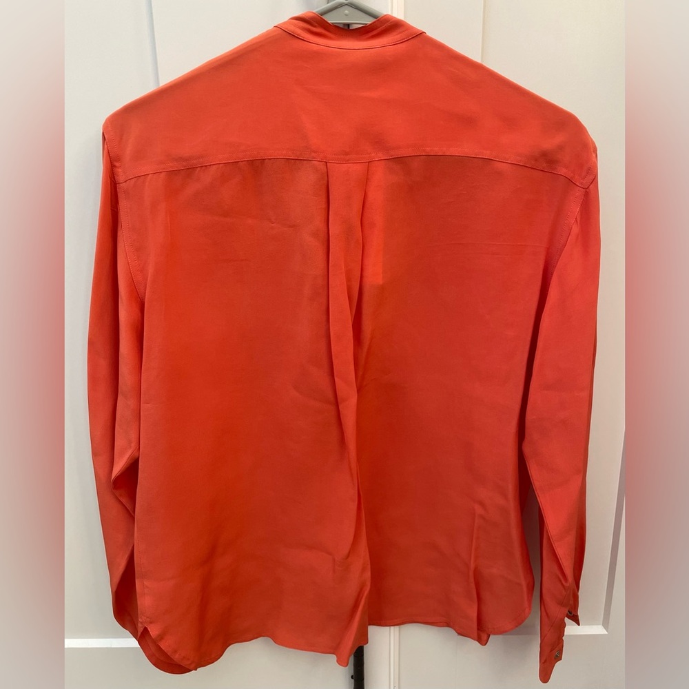 Christian Dior vintage 100% silk blouse size 4 90’s retro classic orange - Picture 3 of 10